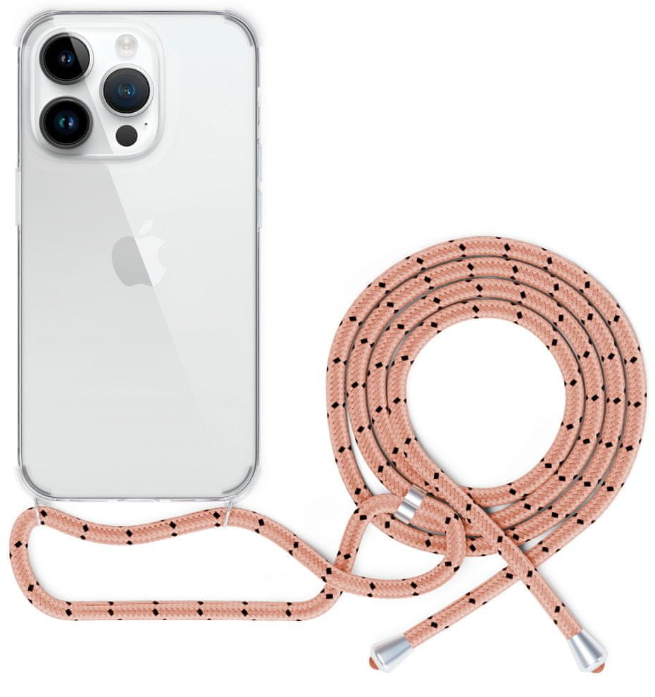 EPICO transparentný kryt so šnúrkou pre iPhone 14 Pro - ružová, 69310102300004